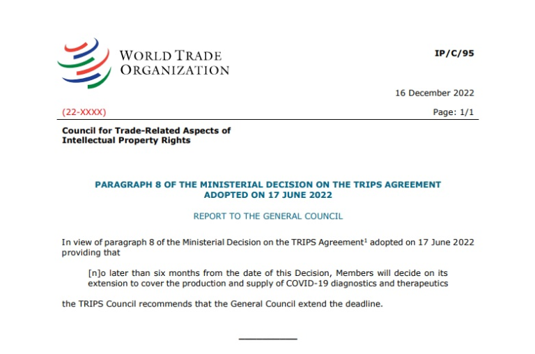WTO TRIPS理事会 COVID-19診断薬・治療薬への「TRIPS waiver」拡大議論 決議延期を勧告 | 「医薬系 \